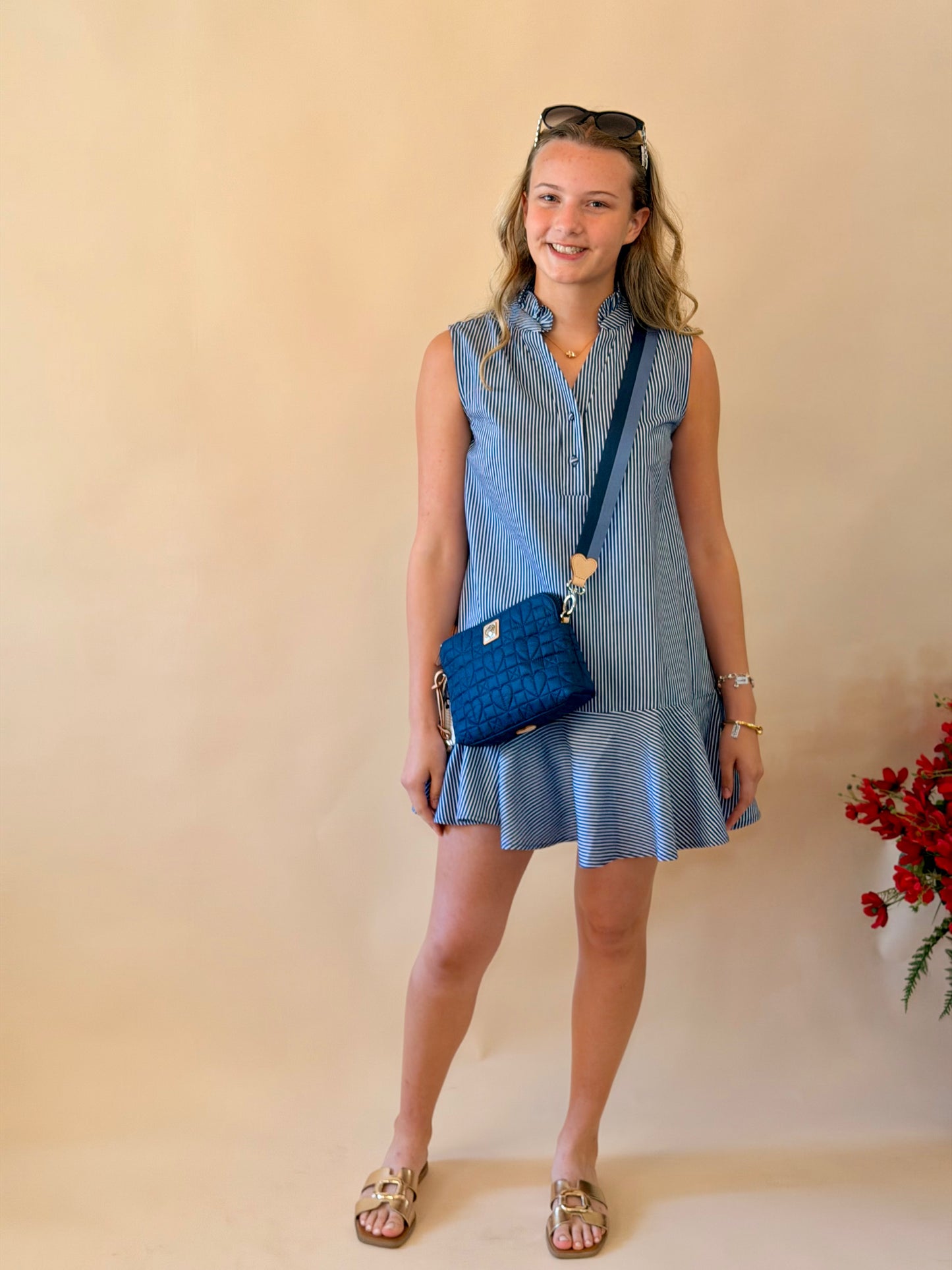 Indigo Striped Sleeveless Dress