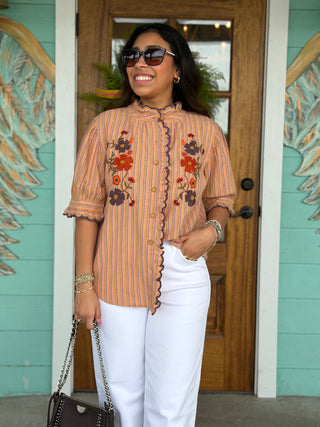 Ivy Jane Orange Ribbon Embroidered