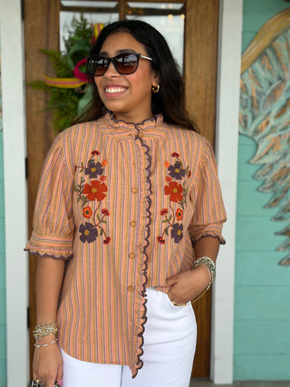Ivy Jane Orange Ribbon Embroidered