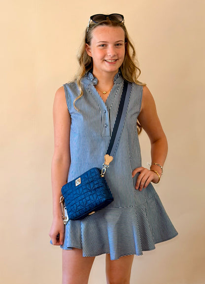 Indigo Striped Sleeveless Dress