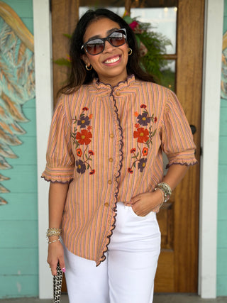 Ivy Jane Orange Ribbon Embroidered