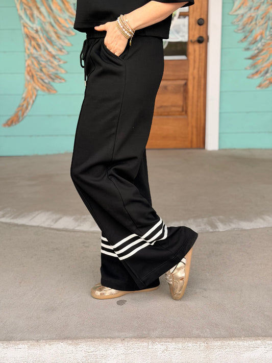 Black w/White Stripe Detail Pants