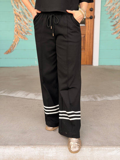 Black w/White Stripe Detail Pants