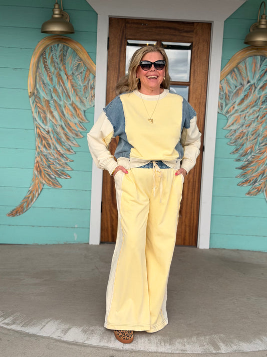 Lemon & Denim Color Block Pants