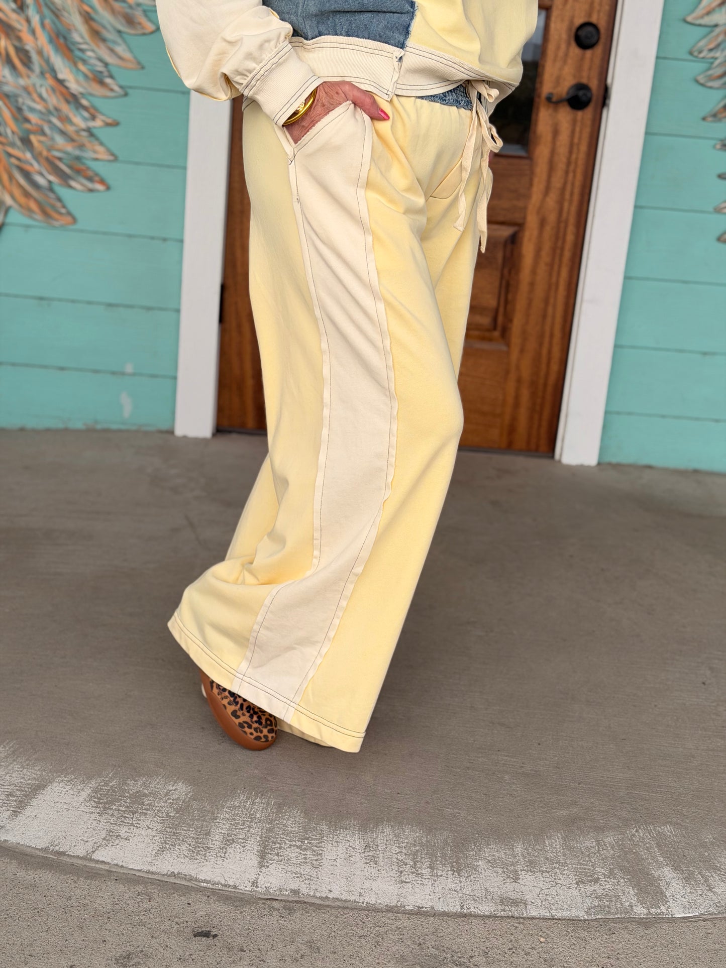 Lemon & Denim Color Block Pants