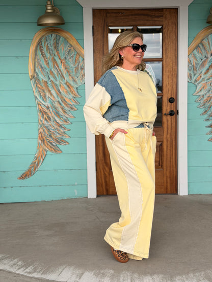 Lemon & Denim Color Block Pants
