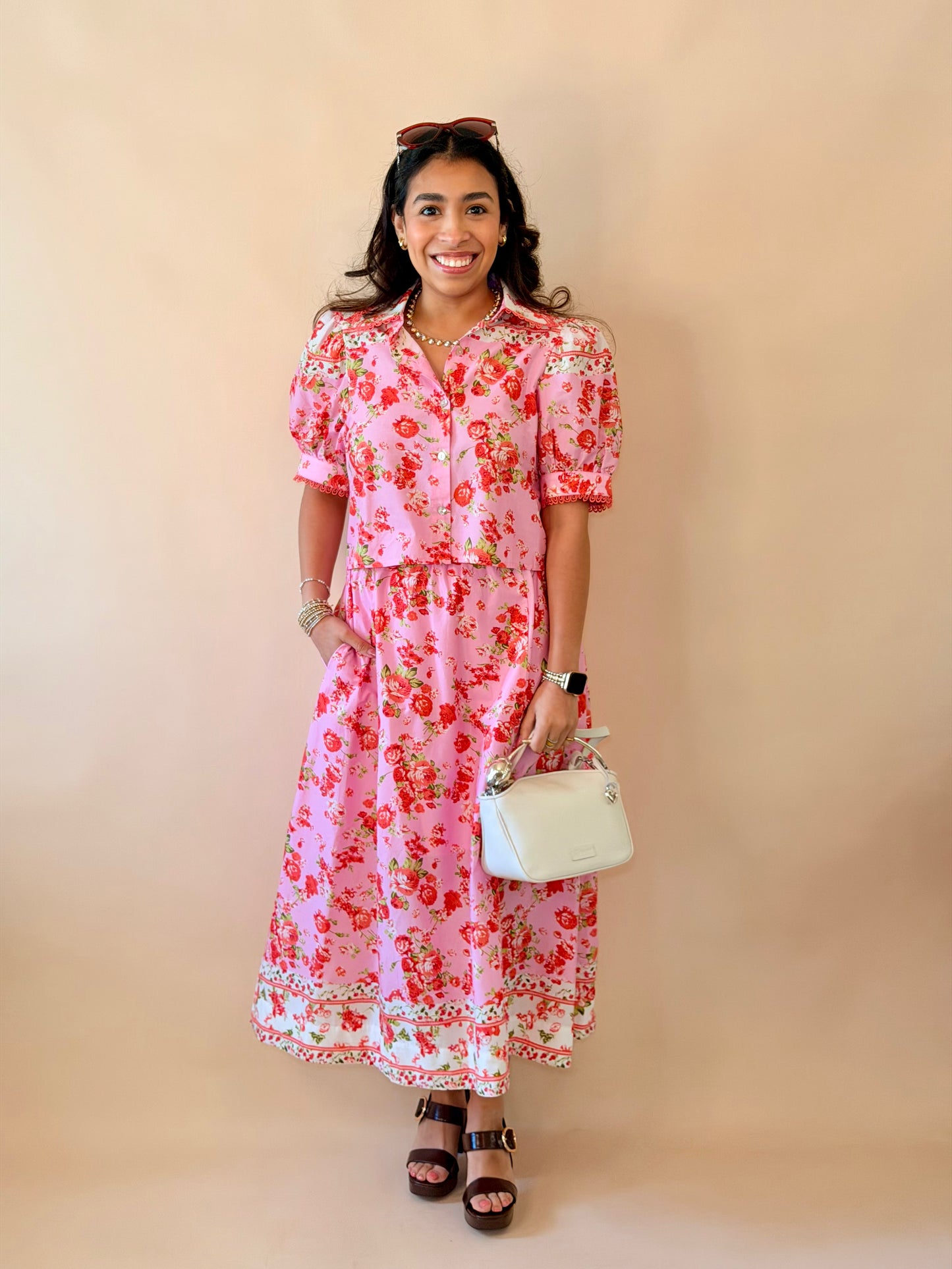 Pink & Red Floral Hallie Skirt