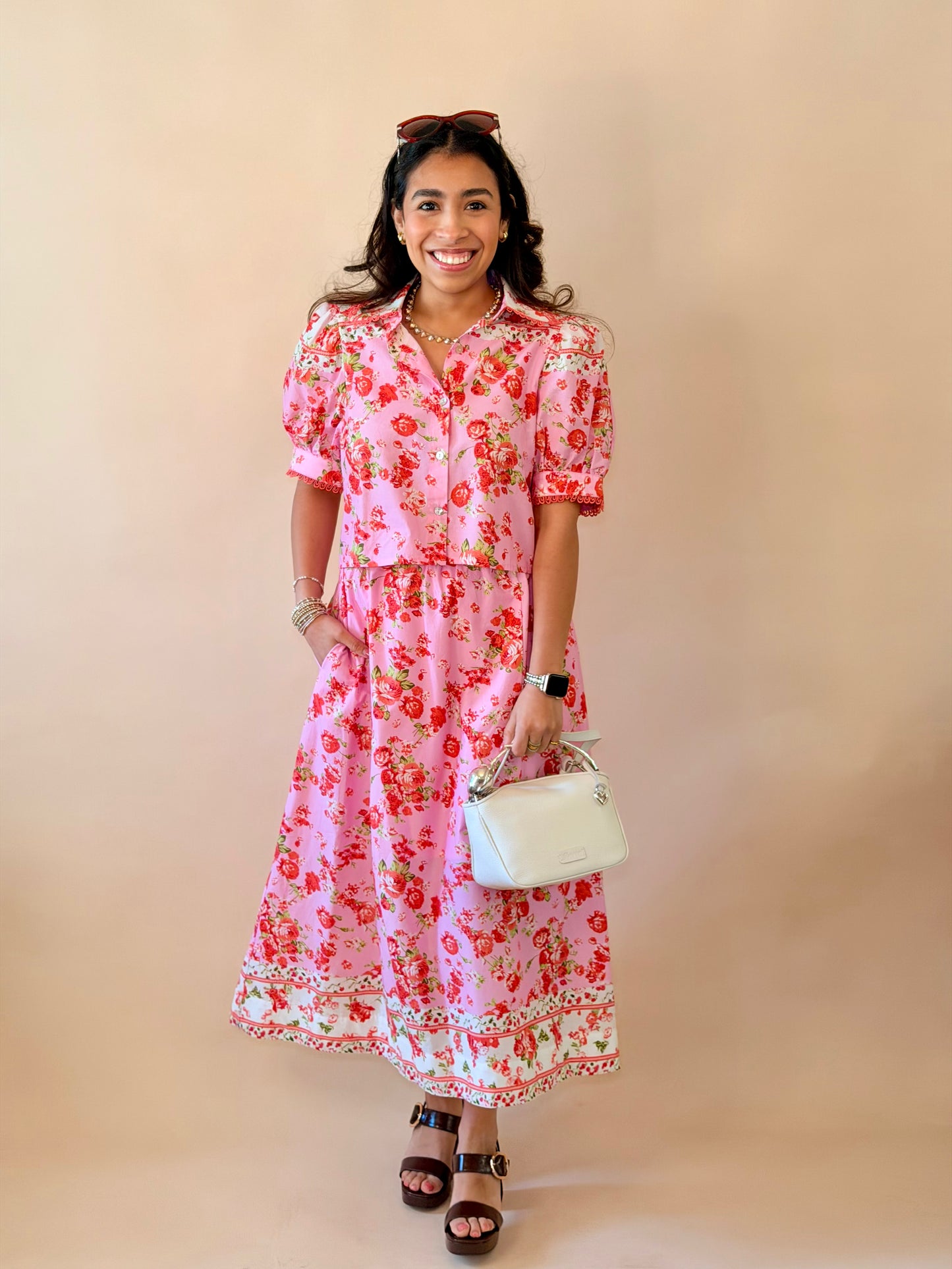 Pink & Red Floral Hallie Skirt