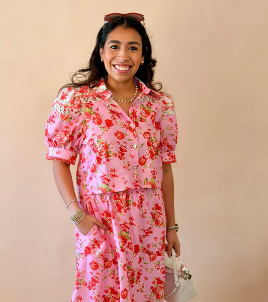 Pink & Red Floral Hallie Top