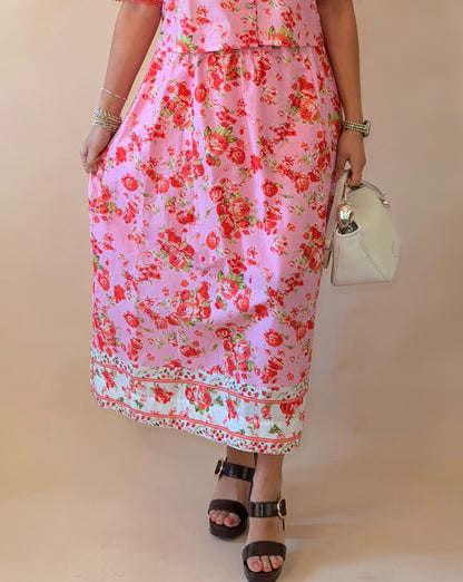 Pink & Red Floral Hallie Skirt