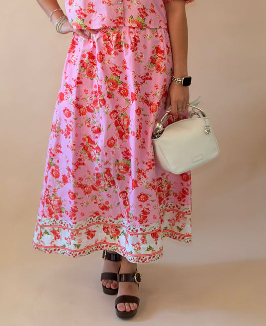 Pink & Red Floral Hallie Skirt