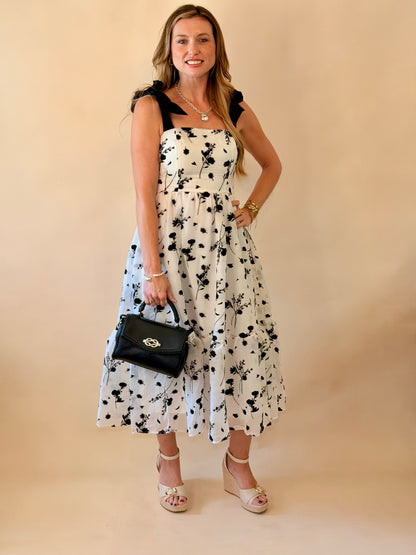 Mystery Black & White Floral Midi Dress