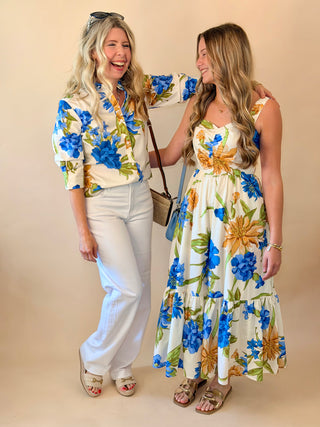 Floral Print Sweetheart Midi Dress