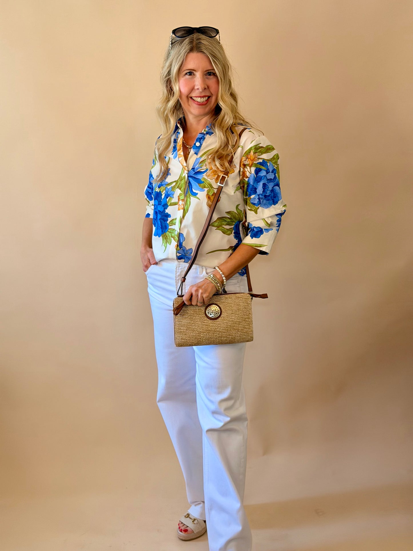 Blue Multi Floral Print Blouse