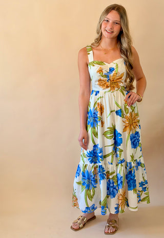 Floral Print Sweetheart Midi Dress