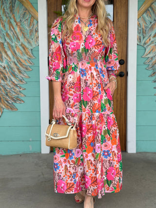 Uncle Frank Multi Floral Tiered Maxi Dress