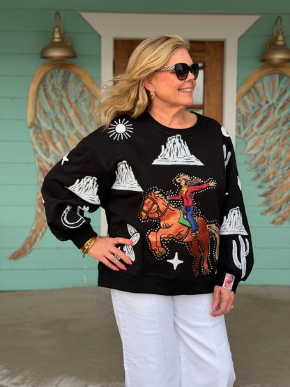 Queen of Sparkles Bucking Cowgirl Sweatshirt