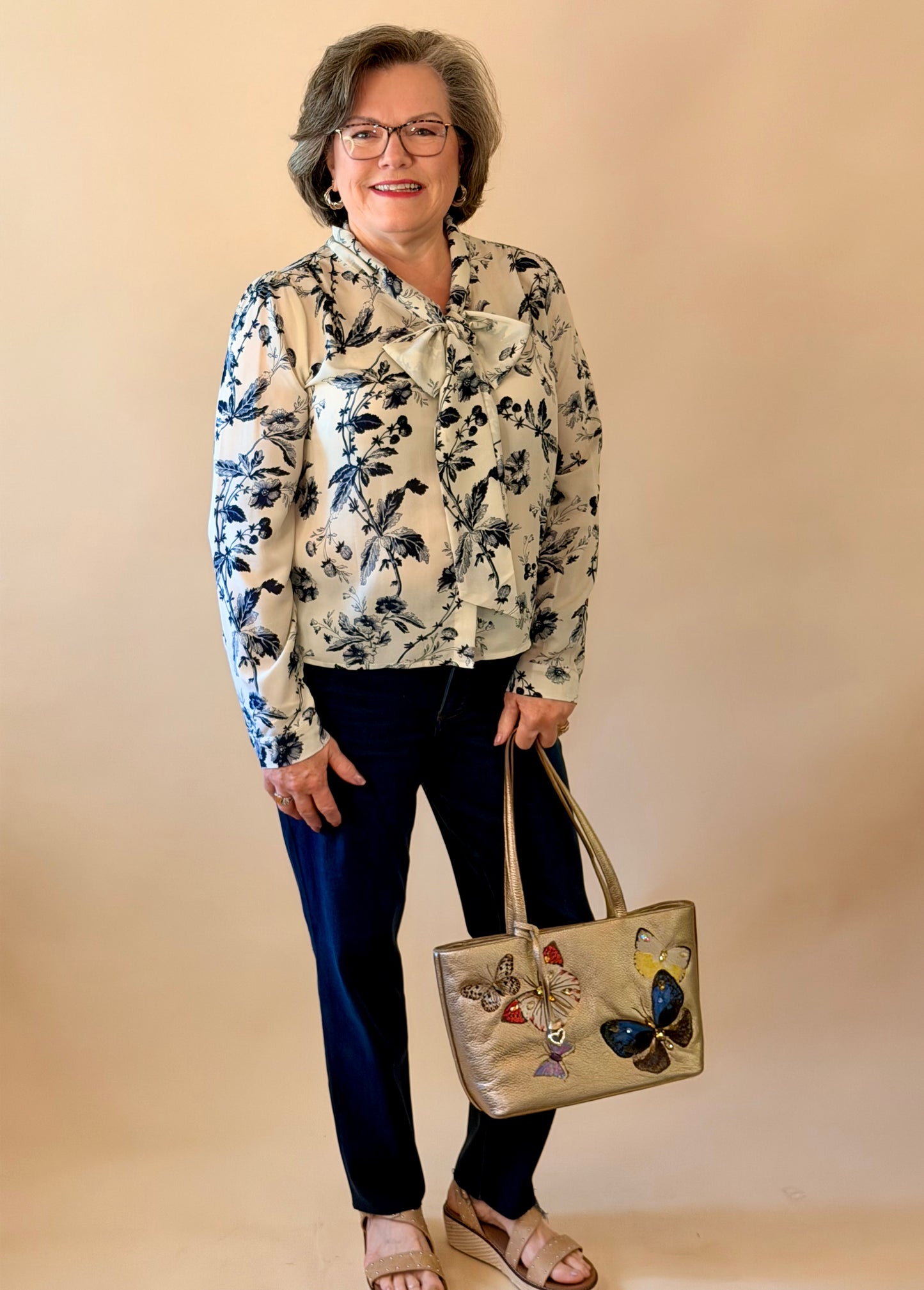 Blue Romantic Toile Print Blouse
