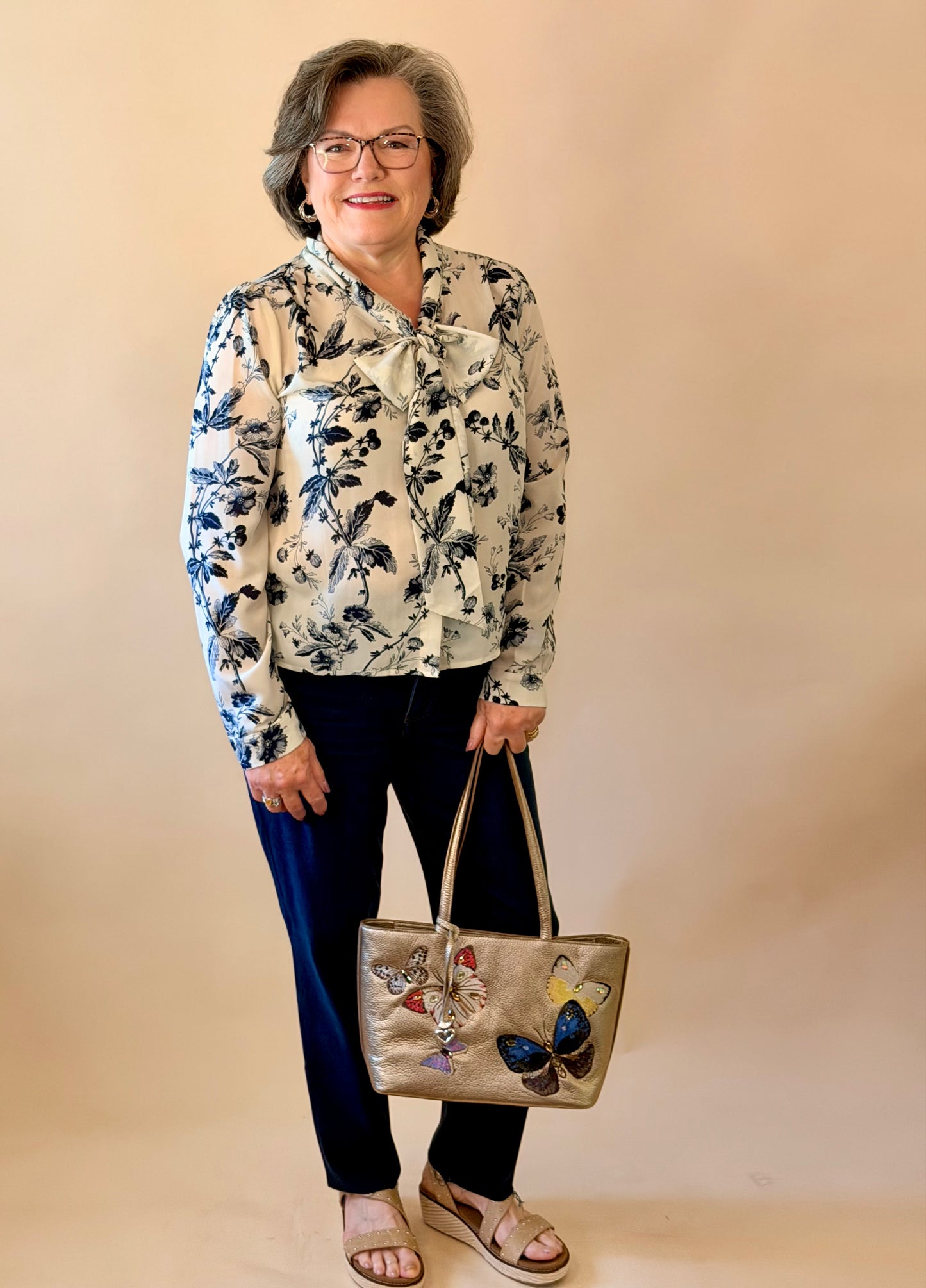 Blue Romantic Toile Print Blouse