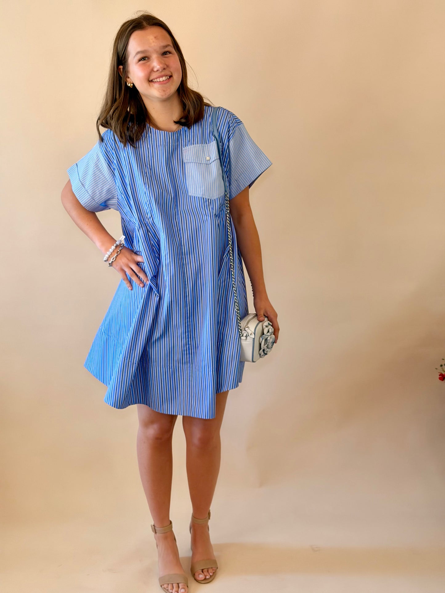 Uncle Frank Blue Stripe Swing Dress