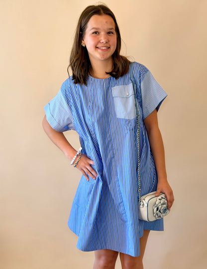 Uncle Frank Blue Stripe Swing Dress