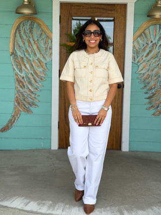 Cream Zoe Gold Button Top