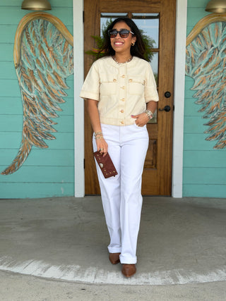 Cream Zoe Gold Button Top
