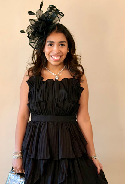 Black Layered Ruffle Maxi Dress