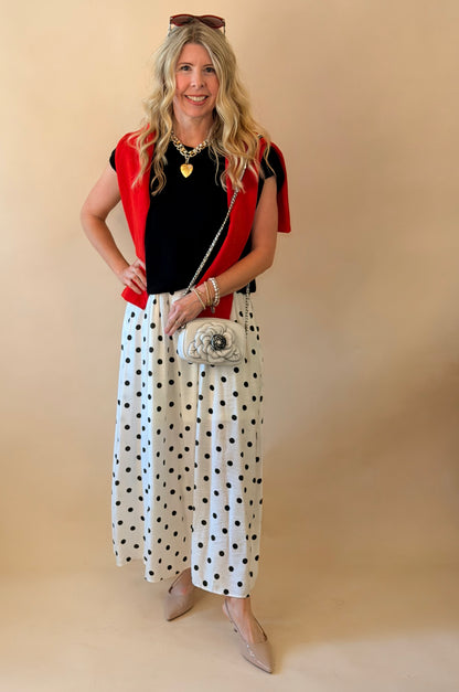 Black Overlay Polka Dot Maxi Dress