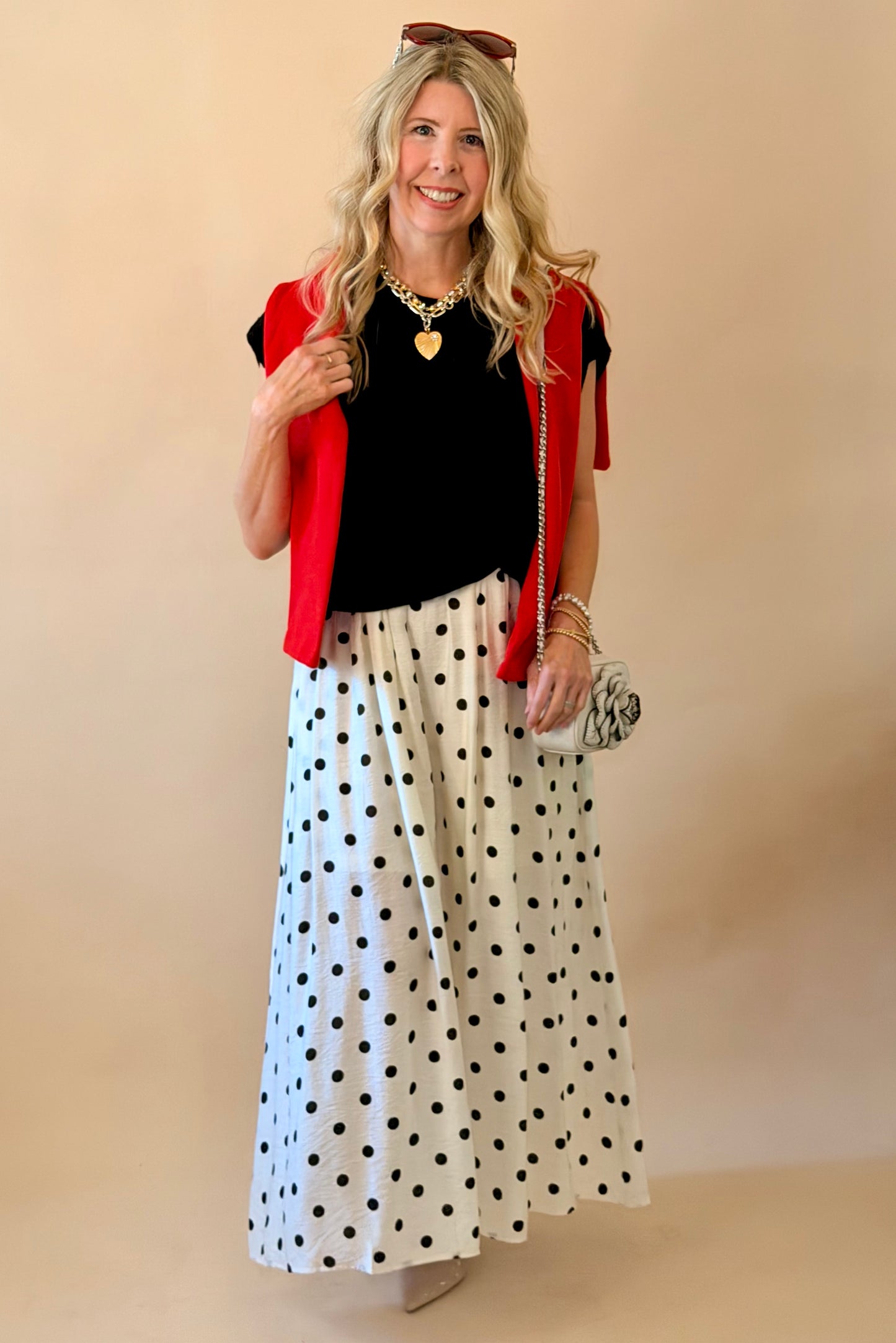 Black Overlay Polka Dot Maxi Dress