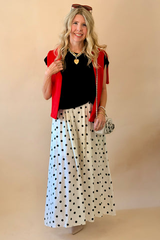 Black Overlay Polka Dot Maxi Dress