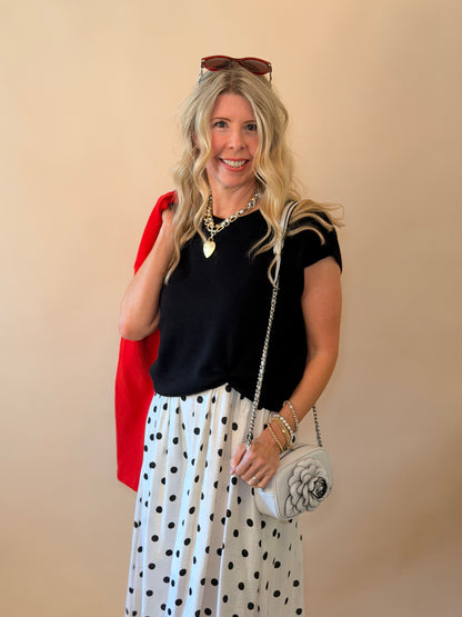 Black Overlay Polka Dot Maxi Dress