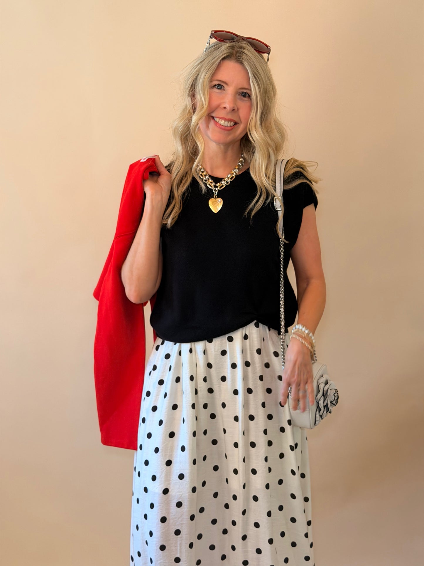 Black Overlay Polka Dot Maxi Dress