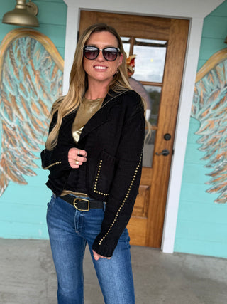 Black Studded Sweater Cardigan