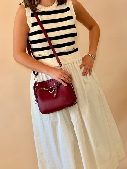 Cream & Black Stripe Mix Media Midi Dress