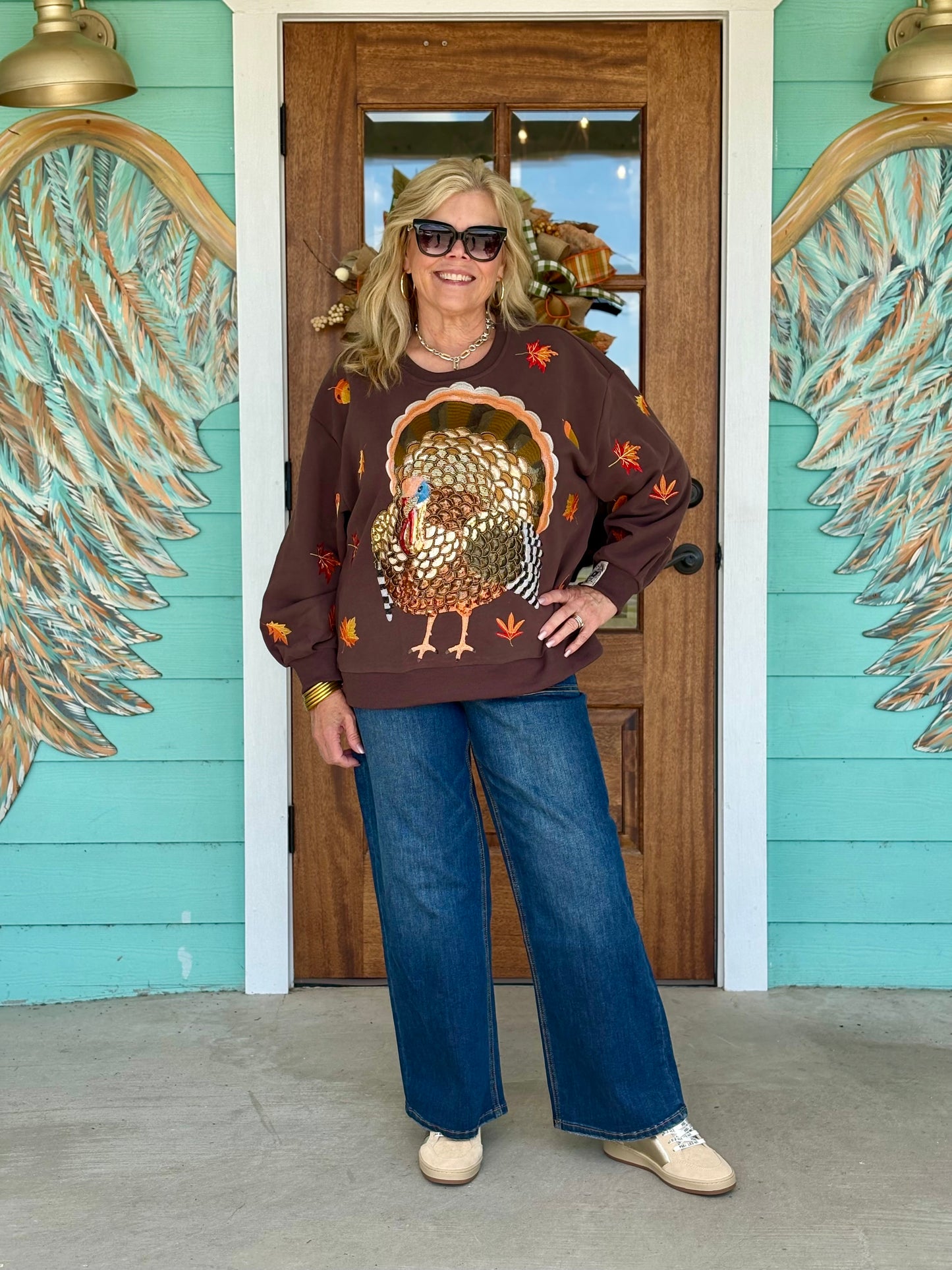 Queen of Sparkles Brown Turkey Sweatshirt