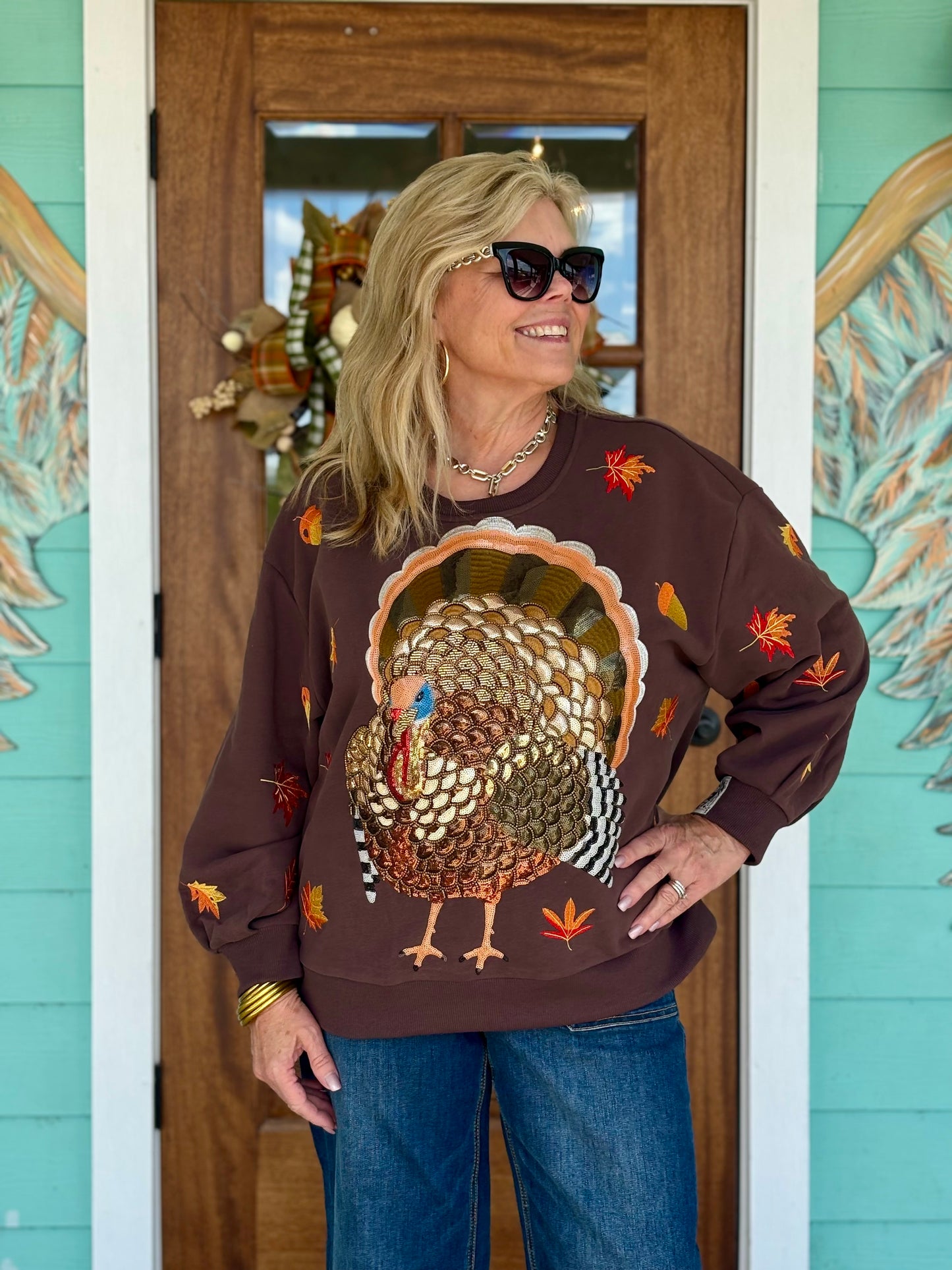 Queen of Sparkles Brown Turkey Sweatshirt