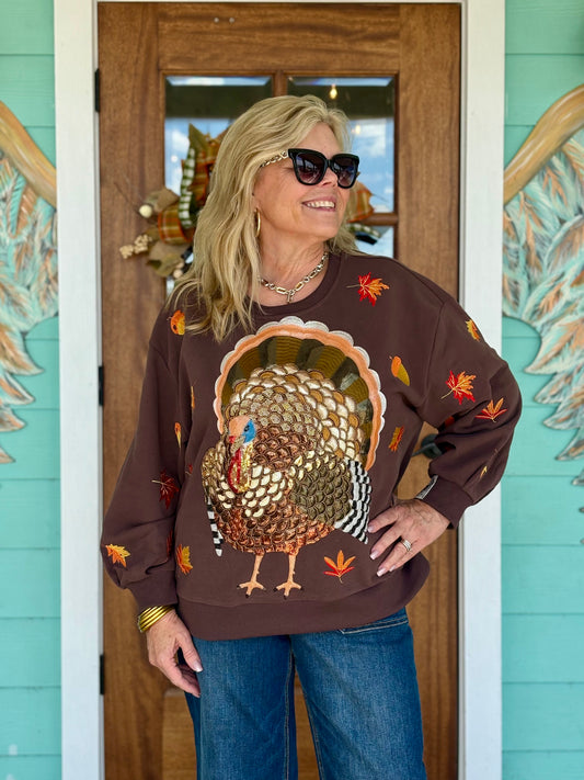 Queen of Sparkles Brown Turkey Sweatshirt