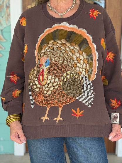 Queen of Sparkles Brown Turkey Sweatshirt
