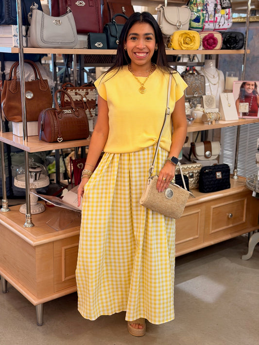 Lemon Gingham Dress Set