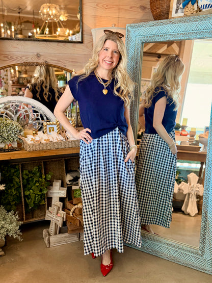 Navy Gingham Dress Set
