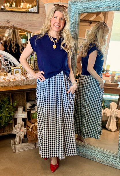 Navy Gingham Dress Set