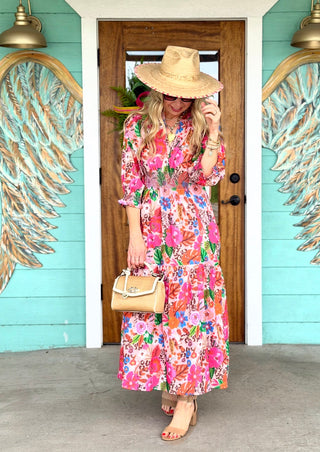 Uncle Frank Multi Floral Tiered Maxi Dress