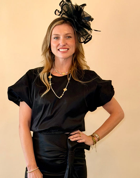 Camdyn Black Taffeta Bubble Top