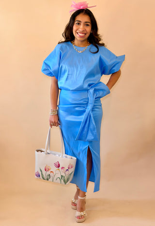 Camdyn Sky Bow Taffeta Bubble Top