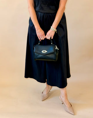 Black Taffeta Davina Midi Skirt