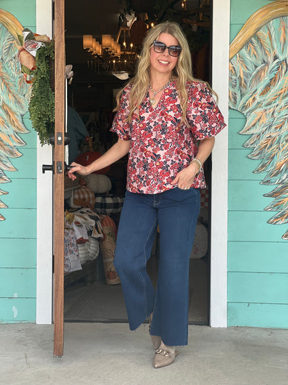 Multi Floral Jacquard Print Top