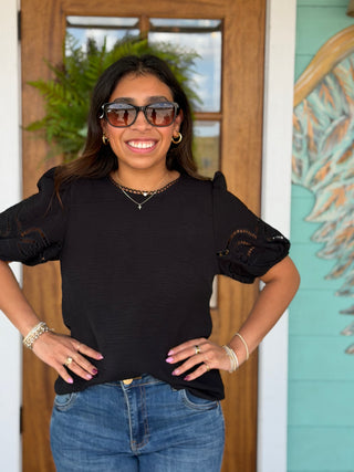 Black Short Sleeve Haley Top