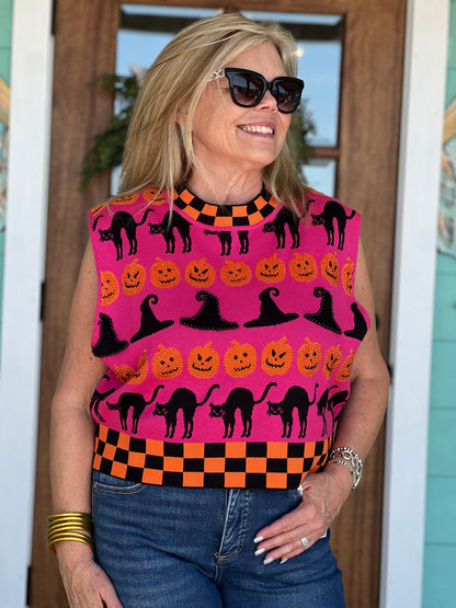 Halloween Icon Checkered Sweater Tank