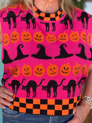 Halloween Icon Checkered Sweater Tank